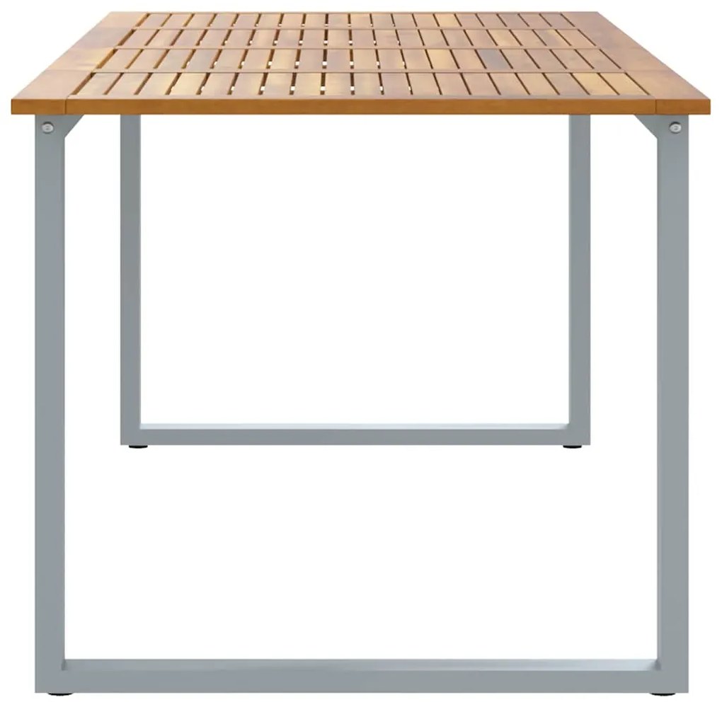 Mesa de Jantar Externa vidaXL Cinza 200x90x75 cm Aço&amp;Madeira Sólida Ac