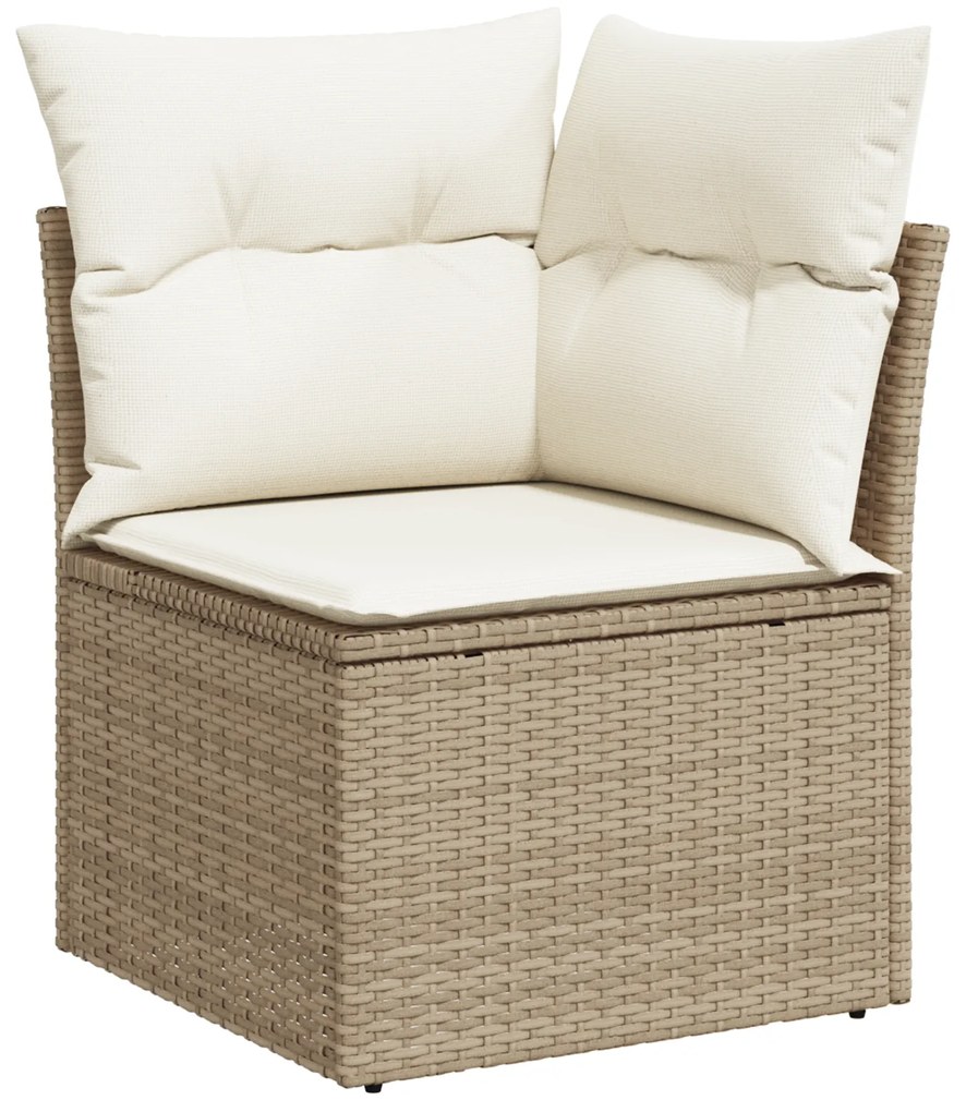 Conjunto de Sofás de Jardim de 8 Peças com Almofadas Bege Rattan Polié