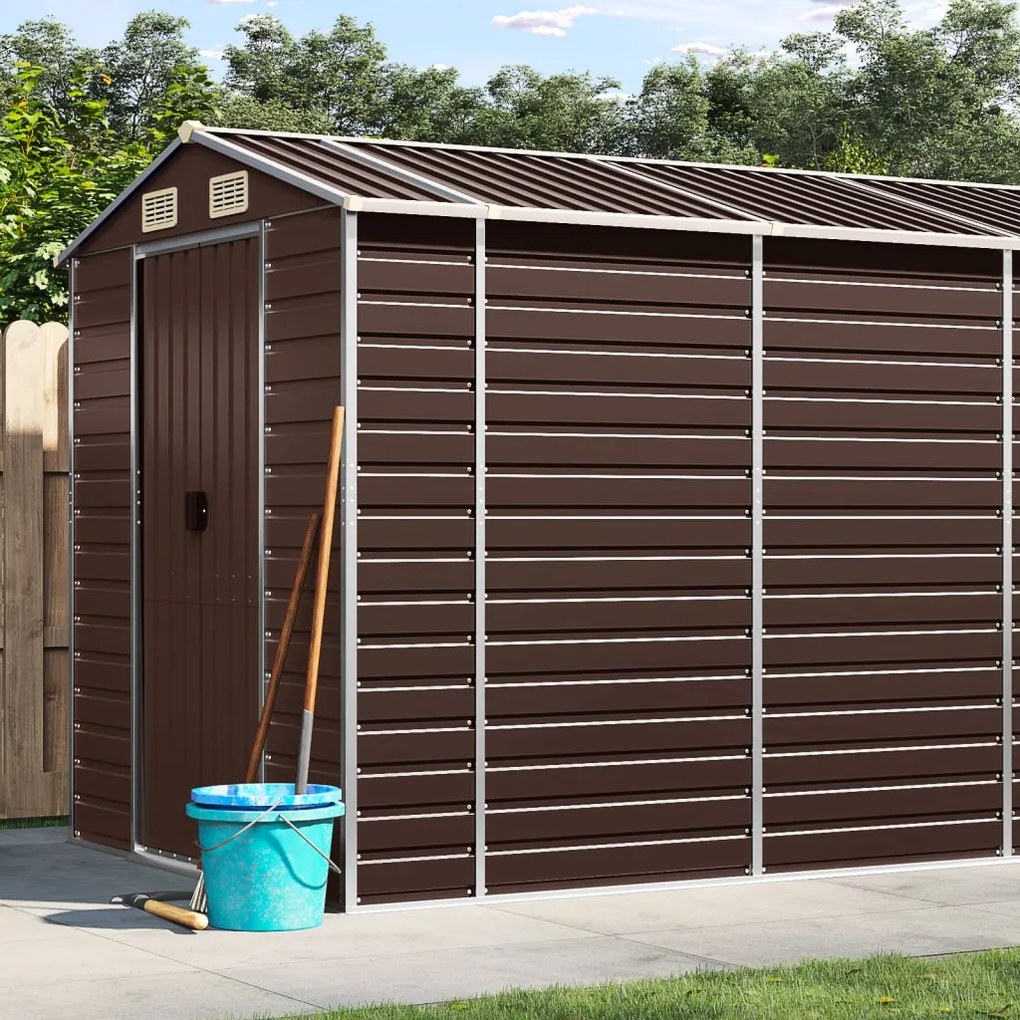 vidaXL Abrigo de jardim 191x810x198 cm aço galvanizado castanho
