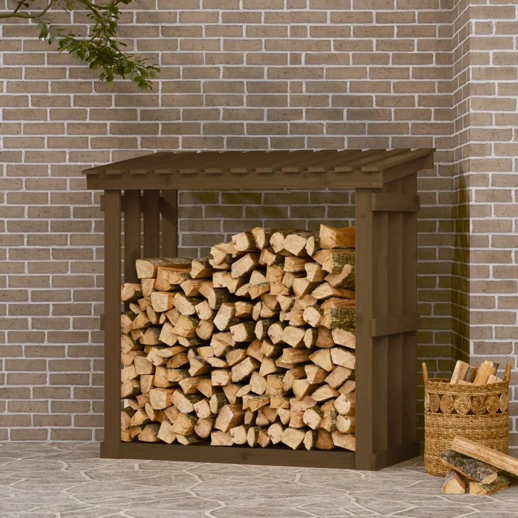 822430 vidaXL Suporte para lenha 108x64,5x109 cm pinho maciço castanho mel