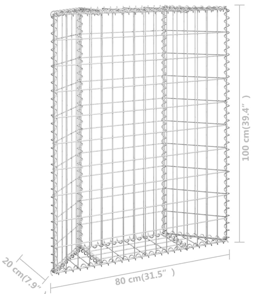 Canteiro elevado/cesto gabião trapézio 80x20x100 cm aço galvan.