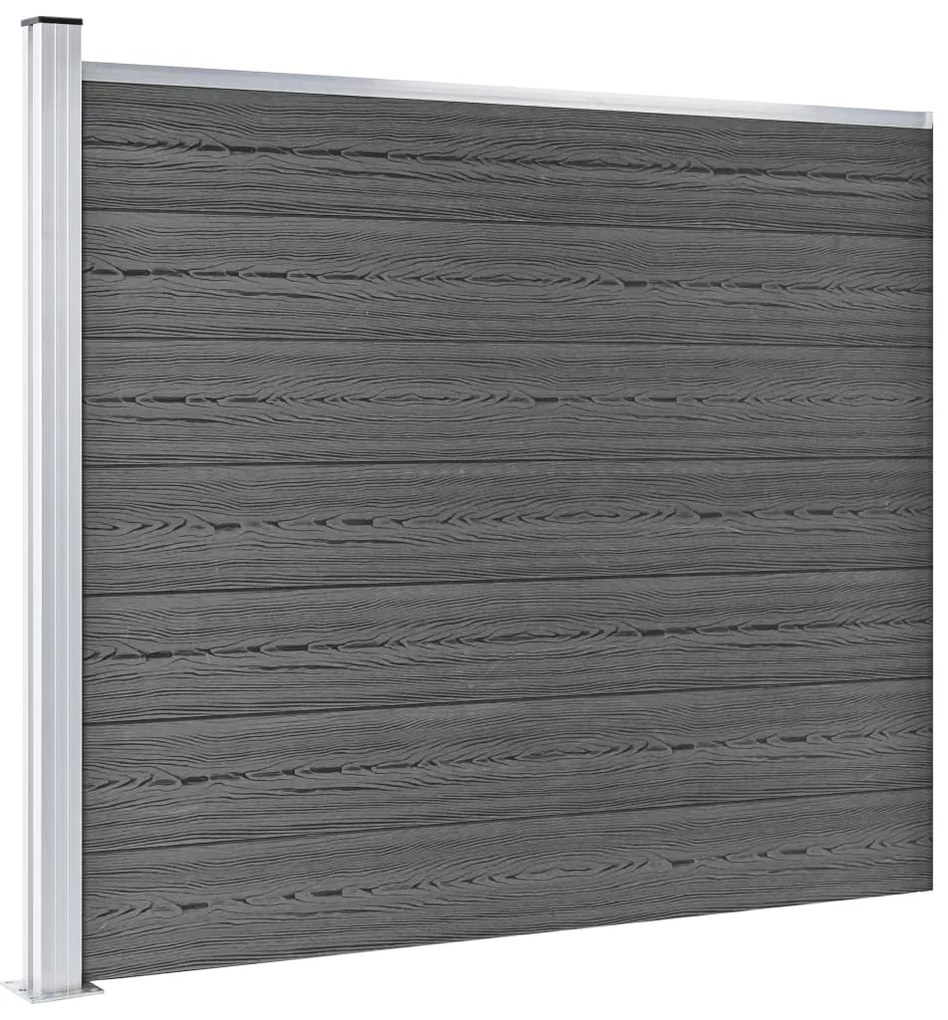 Conjunto painel de cerca 526x146 cm WPC preto