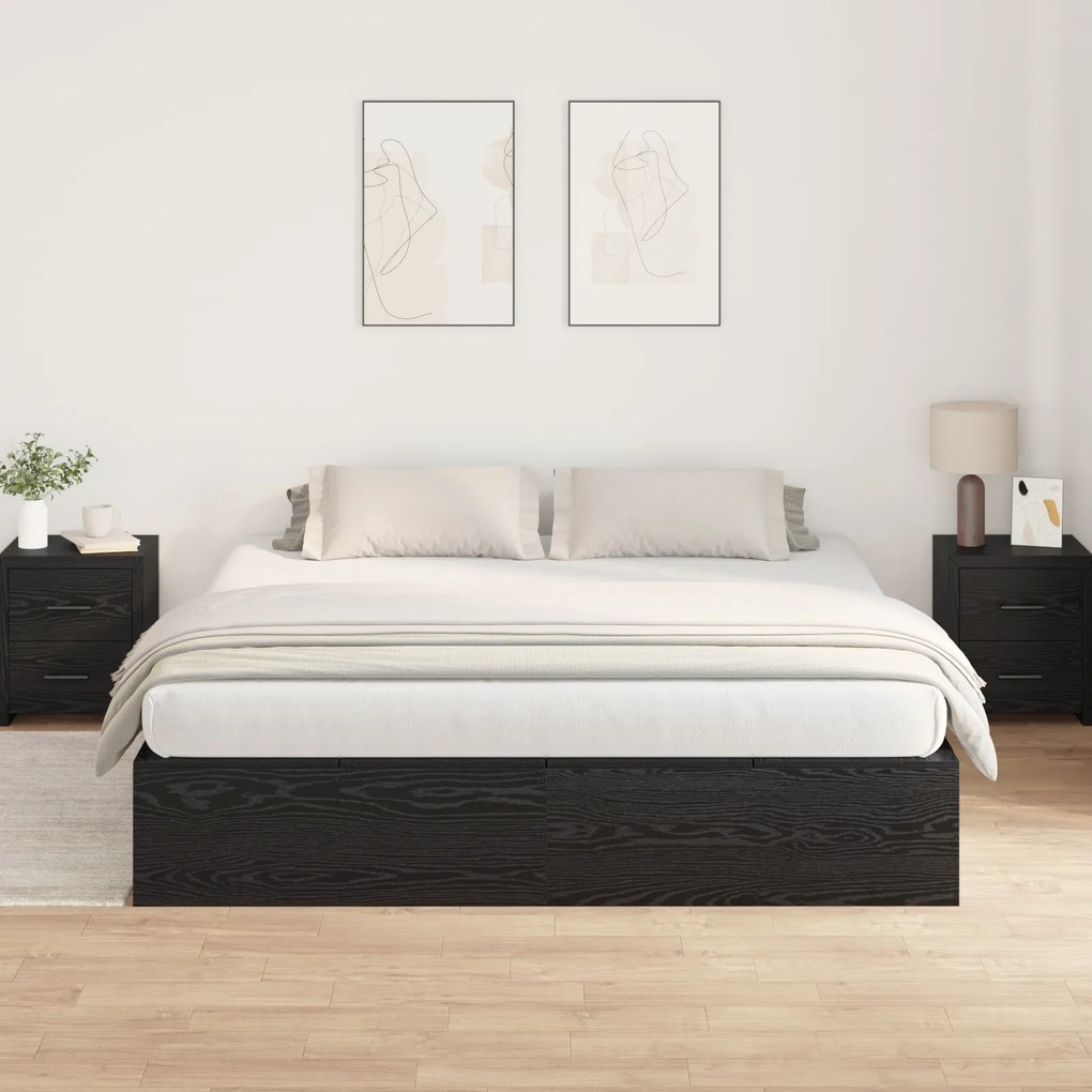 Estrutura de Cama de Armazenamento vidaXL Carvalho Preto 180x200 cm