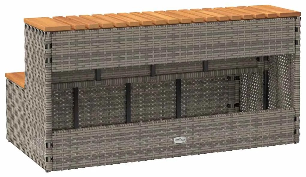 Degrau p/ hidromassagem 100x50x50,5 cm PE e acácia maciça cinza