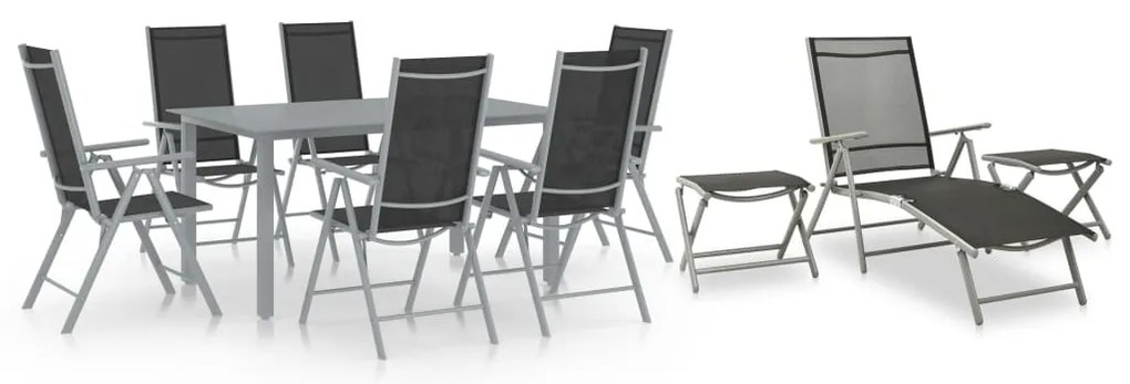 10 pcs conjunto de jantar para jardim preto e prateado