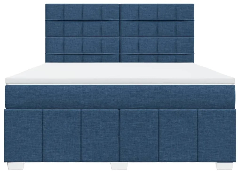 Cama com molas/colchão 180x200 cm tecido azul