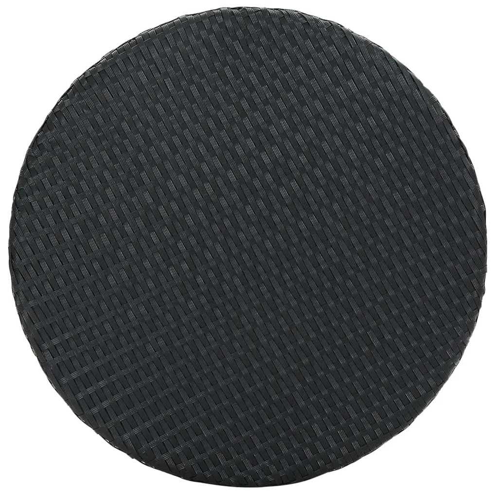 3 pcs conjunto bar de jardim com almofadões vime PE preto