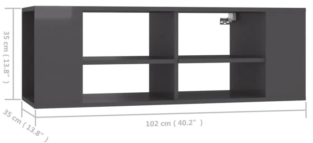 Armário de parede para TV 102x35x35 cm contraplacado cinza