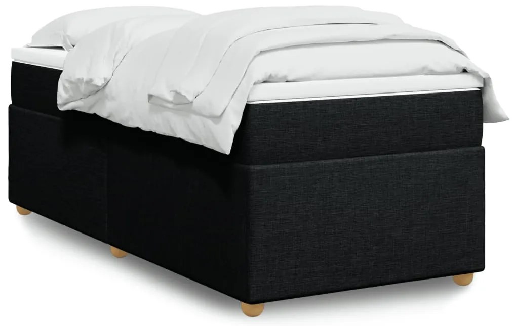 vidaXL Cama com molas/colchão 80x200 cm tecido preto