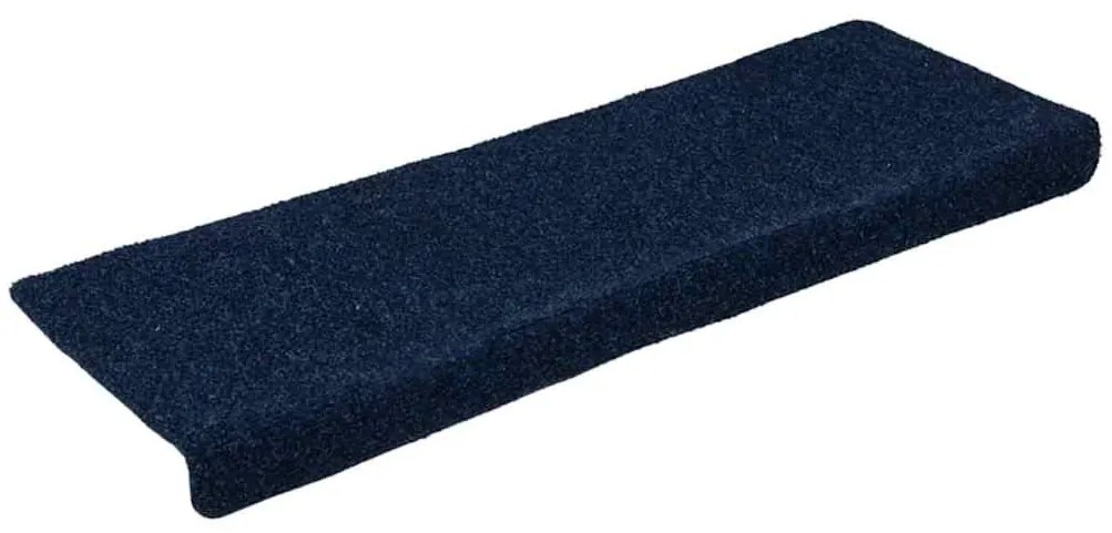Tapetes de escada 15 pcs 65x21x4 cm tecido agulhado azul