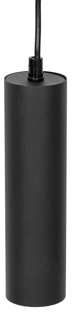 Candeeiro de suspensão moderno preto com madeira 5-luzes - Jeana