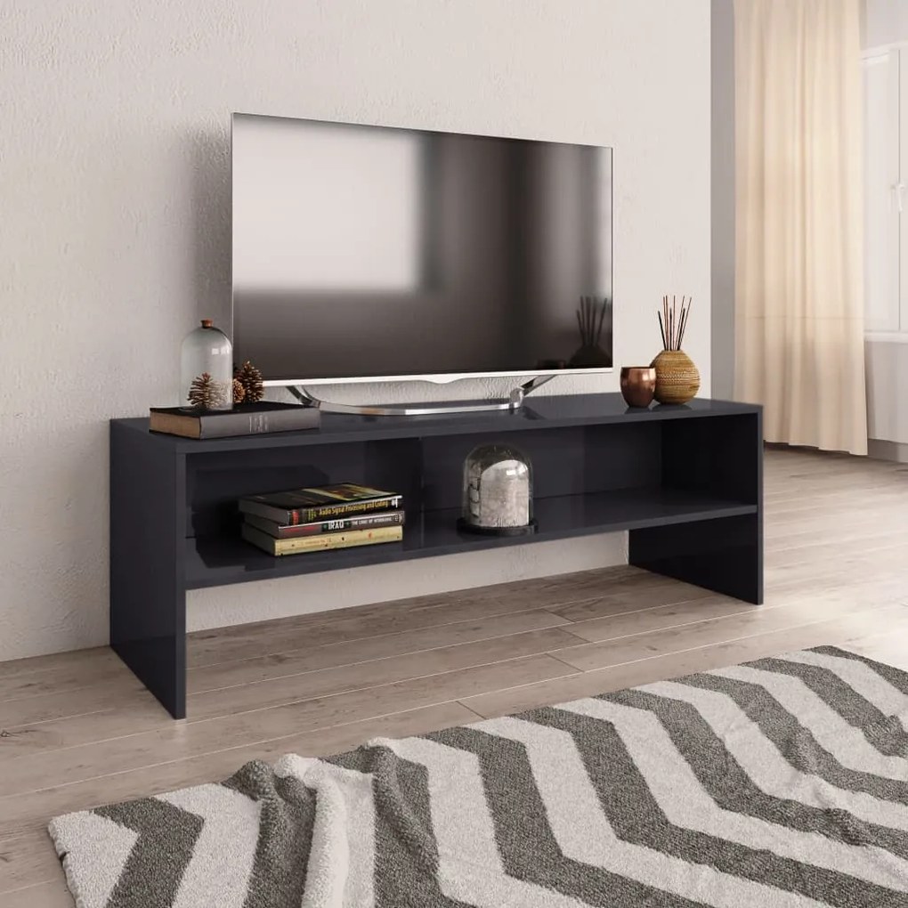 Móvel de TV 120x40x40 cm derivados de madeira cinza brilhante