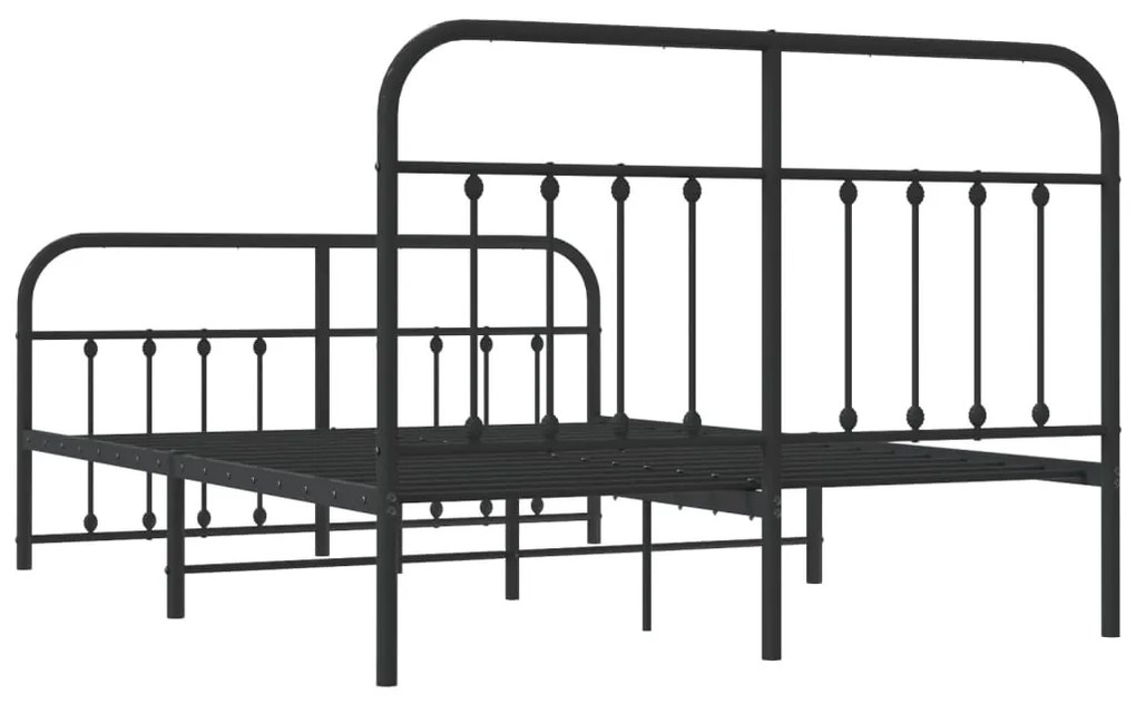 Estrutura de cama com cabeceira e pés 150x200 cm metal preto