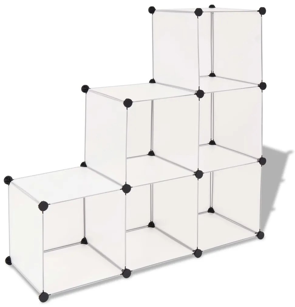 vidaXL Cubos de arrumação com 6 compartimentos branco