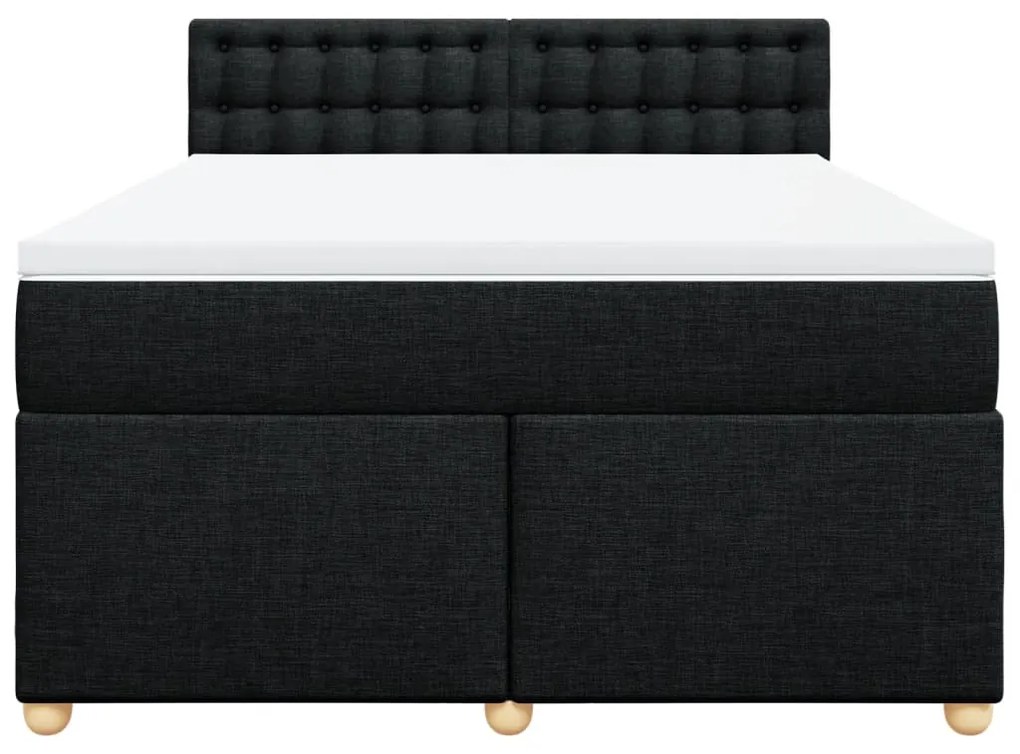 Cama com molas/colchão 160x200 cm tecido preto