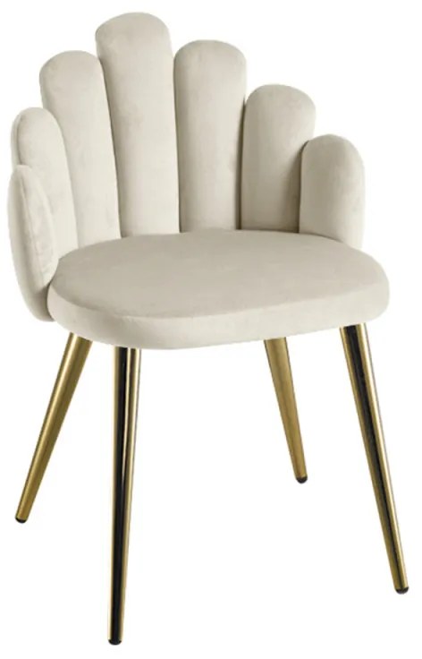 Cadeira Hand Gold Veludo - Beige