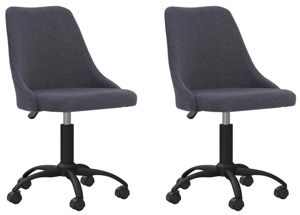 vidaXL Cadeiras de jantar giratórias 2 pcs tecido cinzento-escuro