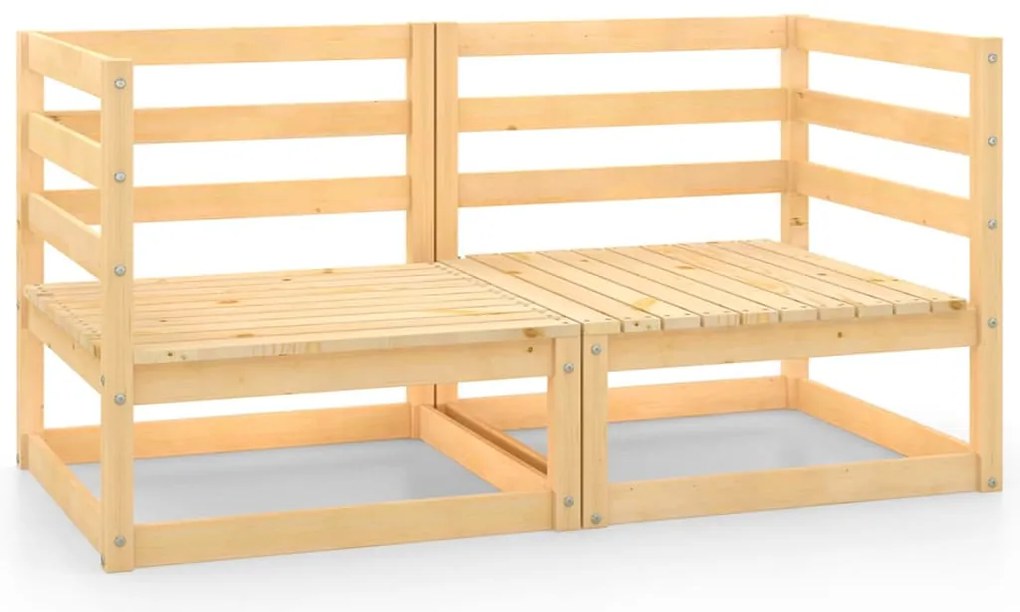 Sofás de canto para jardim 2 pcs madeira de pinho maciça