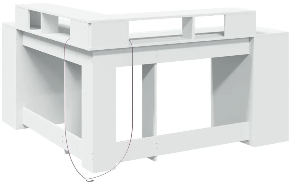Secretária c/ luzes LED 152x152x91 cm derivados madeira branco