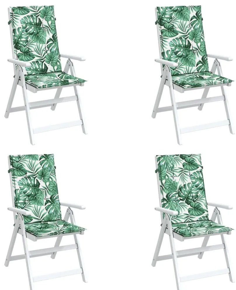 Almofadões cadeira de encosto alto 4 pcs tecido folhas