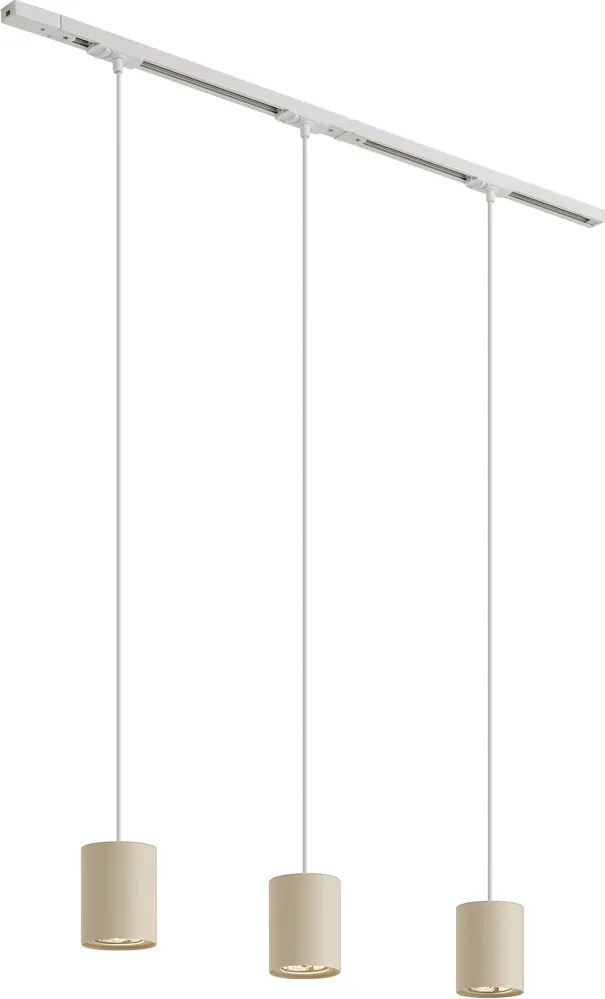 Sistema de iluminação de trilho moderno com 3 luzes pendentes branco com bege 1-fase - Iconic Holt
