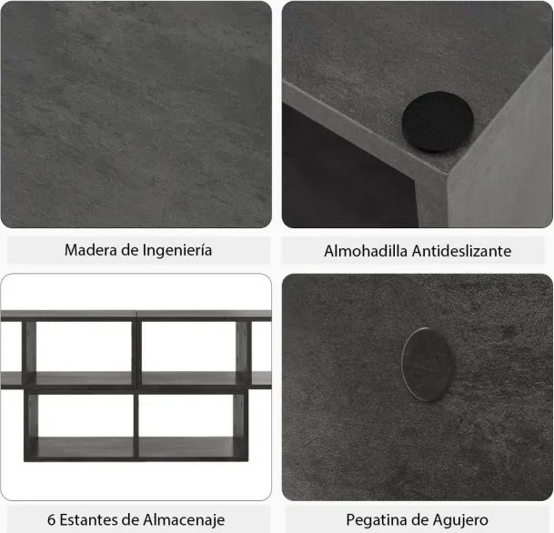 Movel de TV Ajustável de 3 Peças para Televisores até 65" para a Sala de Estar, Quarto e Estúdio Cinza