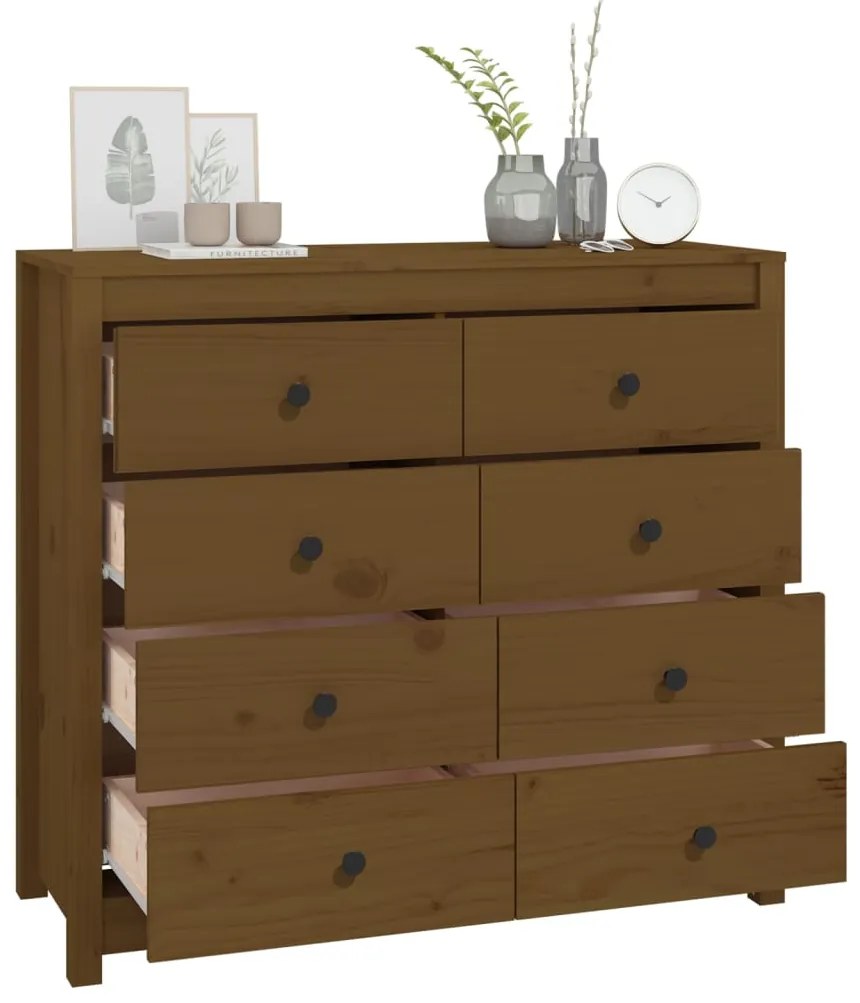 Armário de apoio 100x40x90 cm pinho maciço castanho mel