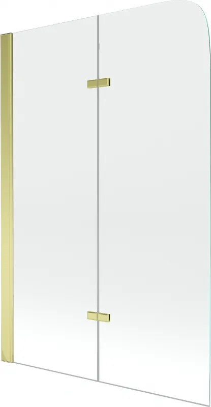 Mexen Felix resguardo de banho com 2 painéis, 80 x 140 cm, transparente, dourado - 890-080-002-50-00