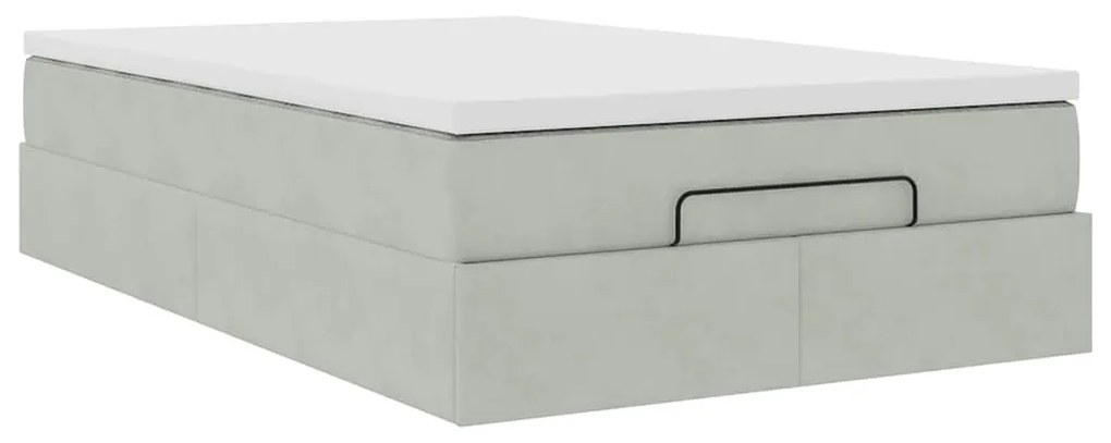 Cama otomana com colchão cinza claro 120x190 cm Veludo