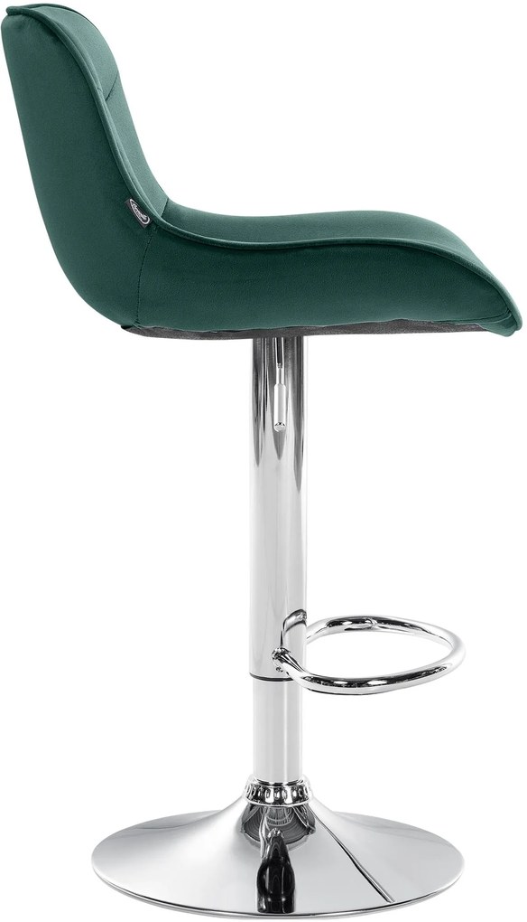 Banco alto em veludo com estrutura prateada 85-106 x 49 x 51 cm verde