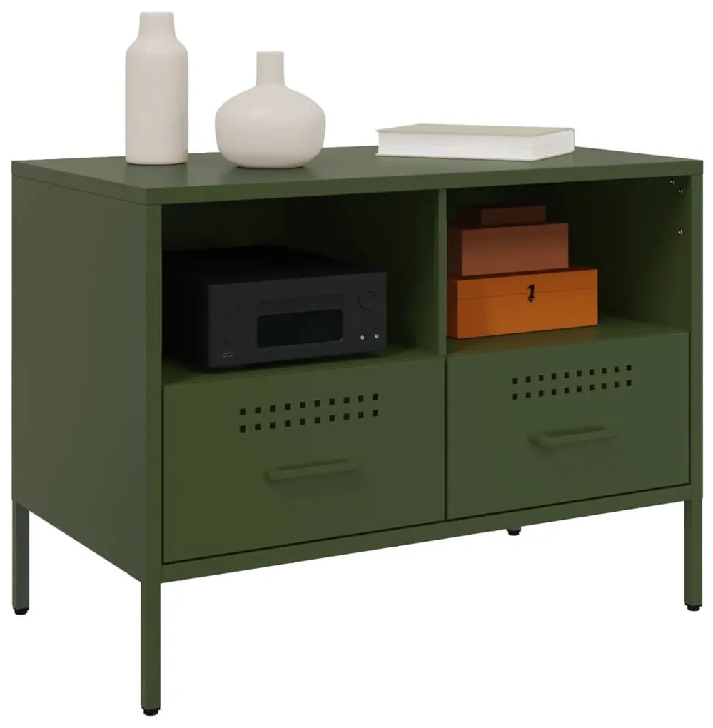 Móveis de TV 2 pcs 68x39x50,5 cm aço verde-azeitona