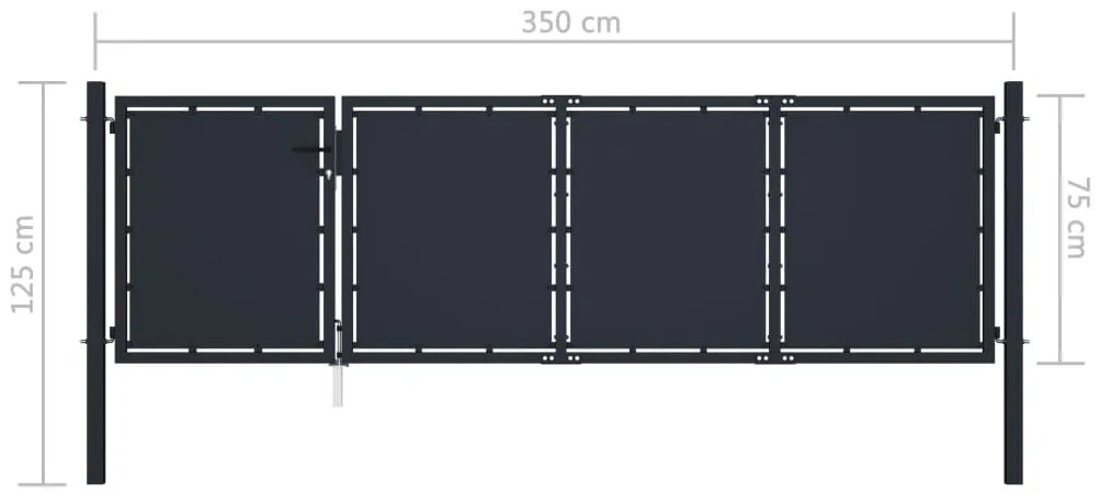Portão de jardim 350x75 cm aço antracite