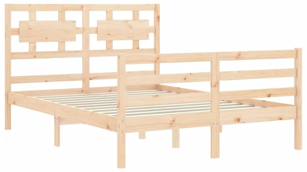 Estrutura de cama com cabeceira 140x190 cm madeira maciça