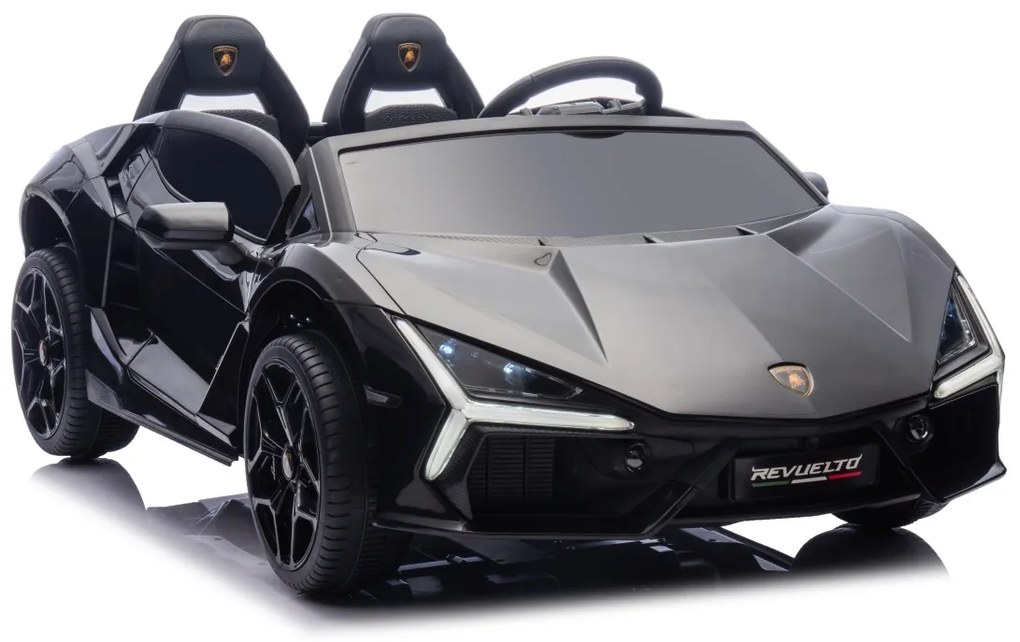Carro elétrico para Crianças 2 Lugares Lamborghini Revuelto XL 24V 4x4 Rodas Espuma EVA, Assento Couro ecológico Preto