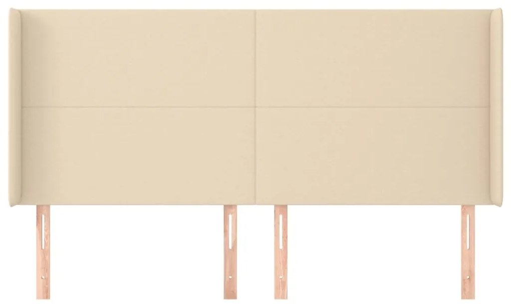 Cabeceira de cama c/ abas tecido 183x16x118/128 cm creme