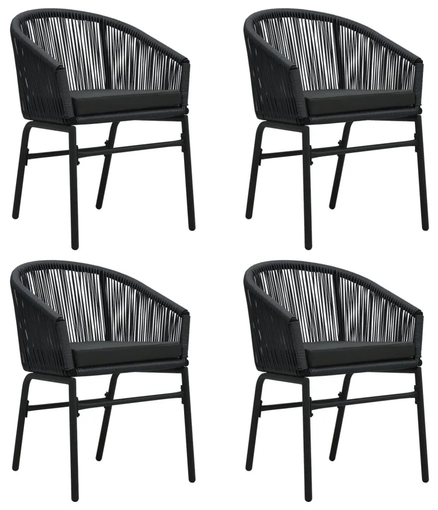 5 pcs Conjunto de jantar para jardim preto