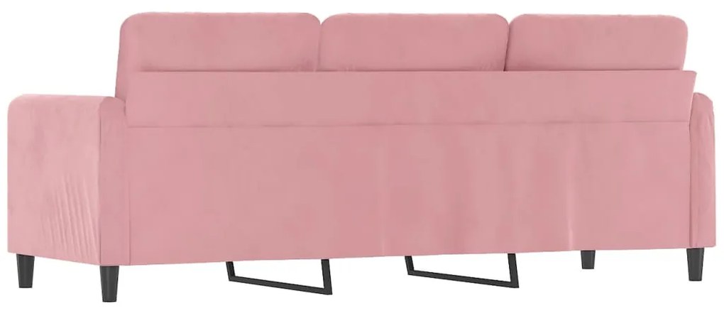 Sofá de 3 lugares 180 cm veludo rosa