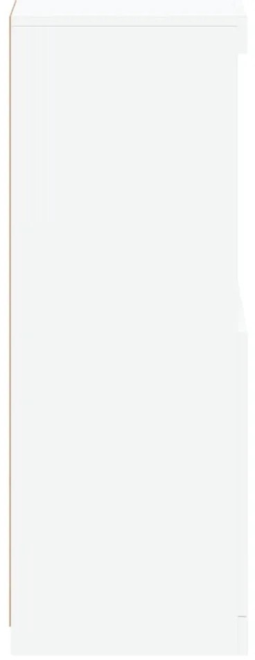 Armário de apoio com luzes LED derivados de madeira branco