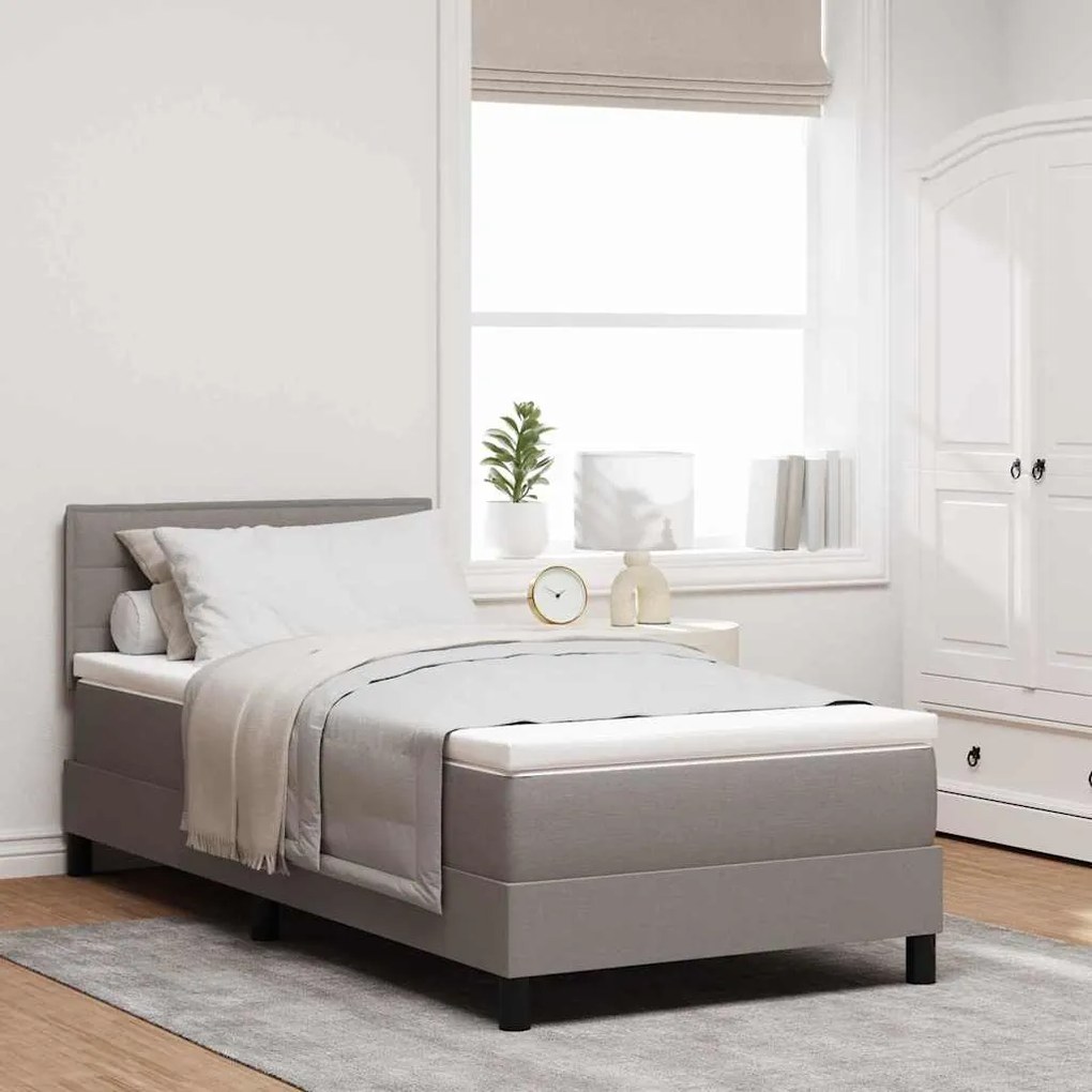 vidaXL Cama Box com Colchão &amp; LED Taupe 100x200 cm em Tecido
