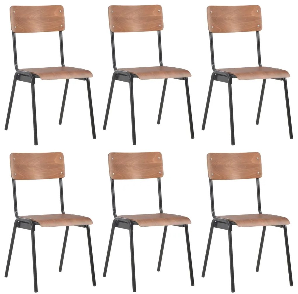 vidaXL Cadeiras de jantar 6 pcs contraplacado castanho