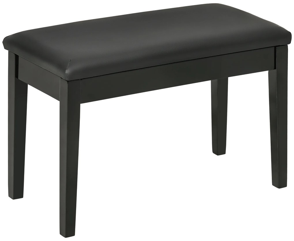 HOMCOM Banco para Piano com Assento Almofadado Pés em Madeira Maciça Revestimento Sintético 75x35x49 Preto | Aosom Portugal