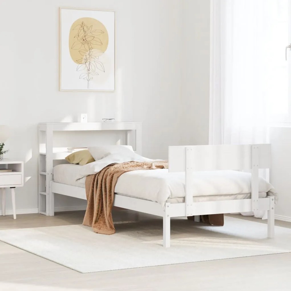 vidaXL Cama sem colchão 90x190 cm madeira de pinho maciça branco