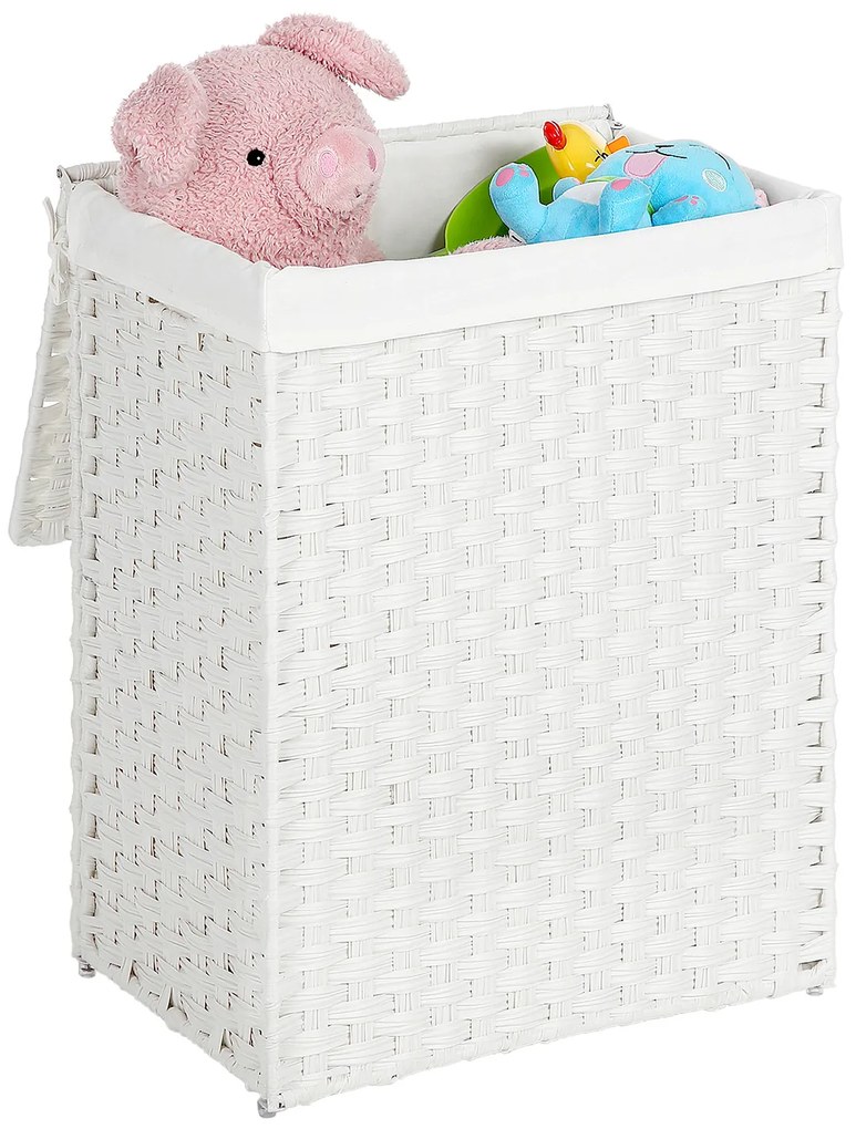 Cesto para roupa suja em Polyrattan 46 x 33 x 60 cm Branco