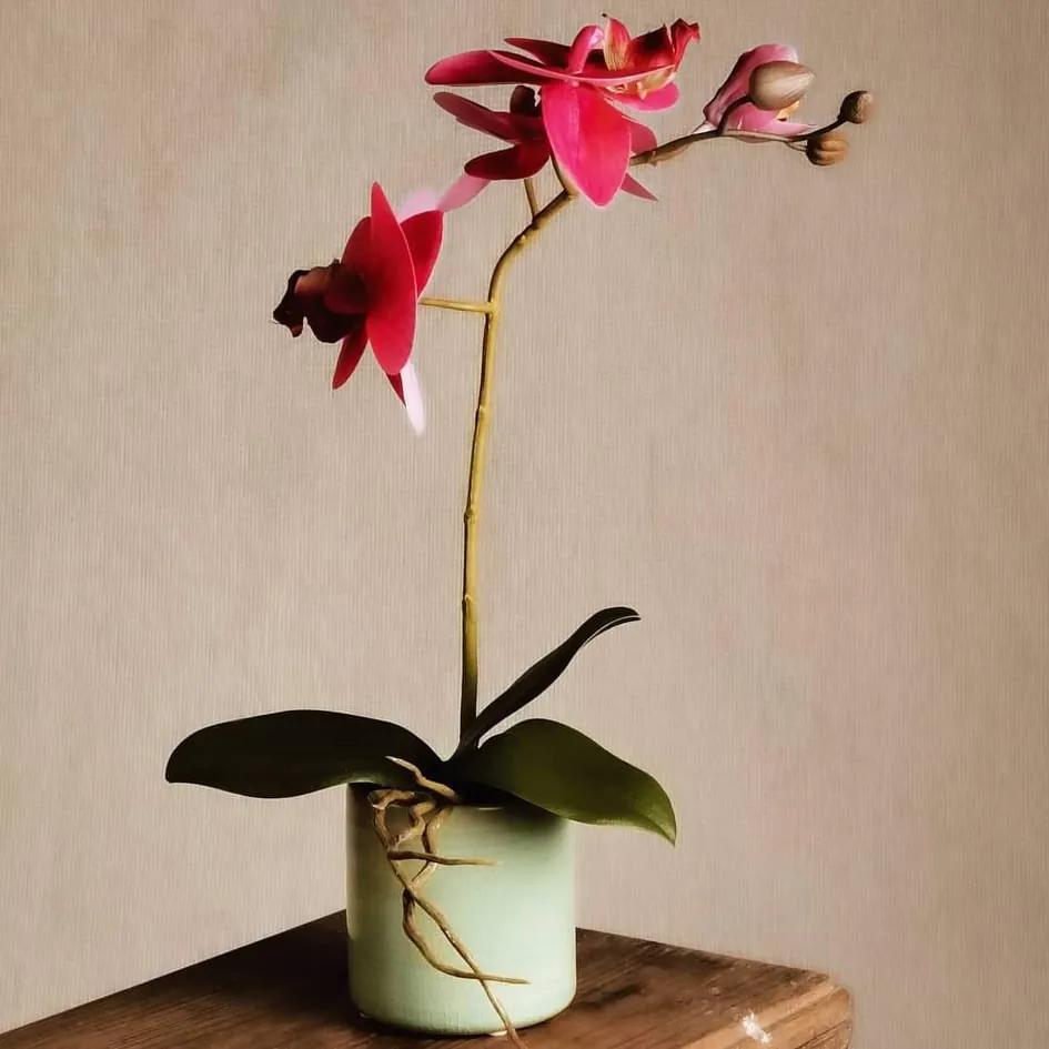 Orquídea Artificial em Vaso 33cm Rosa