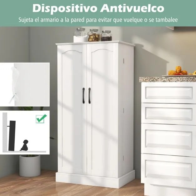 Armario Despensa com 2 portas e 16 moderno para sala de jantar 60 x 40 x 120 cm Branco