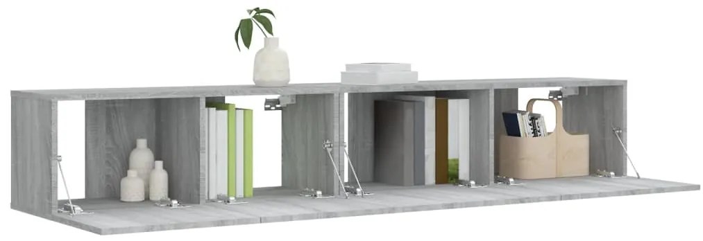 Conjunto móveis de TV 2 pcs madeira processada sonoma cinza