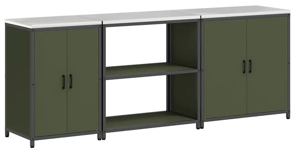 Conjunto de Armazenamento de Cozinha 3 pcs Verde Oliva
