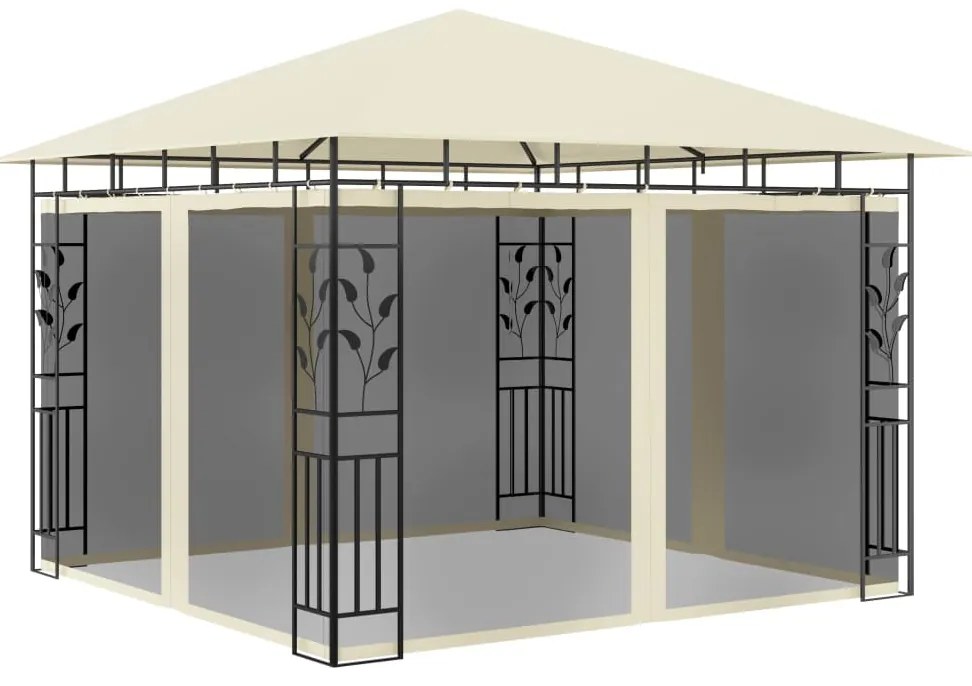 Gazebo com rede mosquiteira 3x3x2,73 m 180 g/m² creme