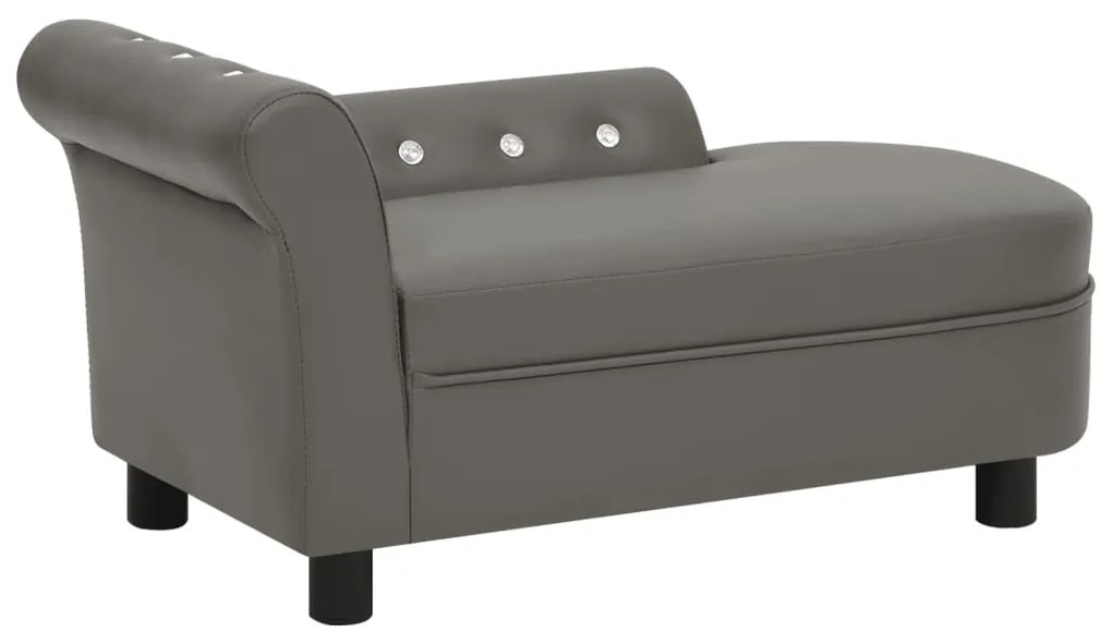 vidaXL Sofá para cães 83x45x42 cm couro artificial cinzento