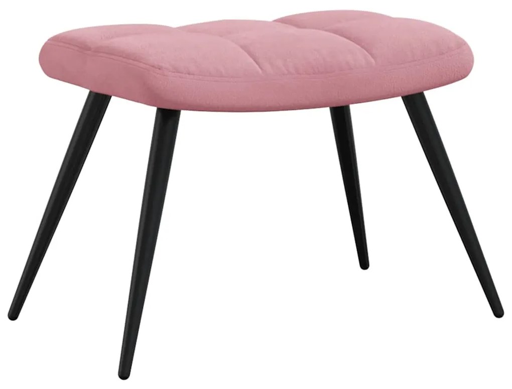 Cadeira de descanso com banco veludo rosa